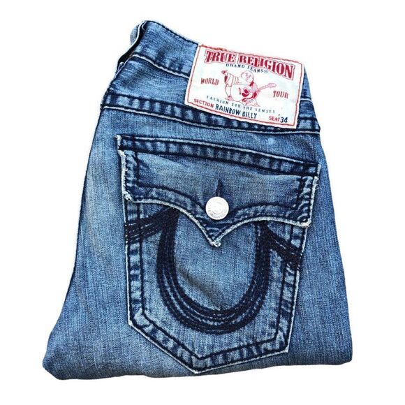 True Religion Jeans Size 32 RAINBOW BILLY Blue - Picture 1 of 9